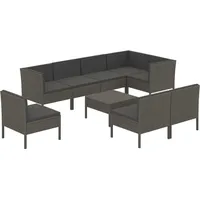 vidaXL 9-tlg. Garten-Lounge-Set mit Auflagen grau