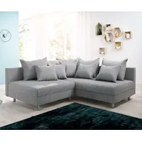 DeLife Eckcouch Clovis Grau Flachgewebe Ottomane Rechts Ecksofa Modular - Grau