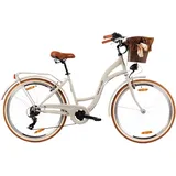 Goetze Mood Damenrad, City Bike 26 Zoll, 6-Gang mit Korb, Sand
