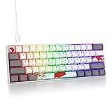 SOLIDEE mechanische Gaming Tastatur 60 Prozent,61 Tasten kompakte mechanische Tastatur RGB Hintergrundbeleuchtung,60% Prozent Tastatur mechanisch QWERTY,Roter Schalter für Win/Mac PC Laptop(61 White)