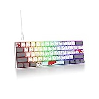 SOLIDEE mechanische Gaming Tastatur 60 Prozent,61 Tasten kompakte mechanische Tastatur RGB Hintergrundbeleuchtung,60% Prozent Tastatur mechanisch QWERTY,Roter Schalter für Win/Mac PC Laptop(61 White)