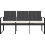 Festnight Gartenbank 3-Sitzer mit Kissen Outdoor-Bank Rattansofa 3 Sitzer Gartensofa 3 Sitzer Relaxbank 3-Sitzer Bank Rattanbank Sitzbank Garten Schwarz PP-Rattan