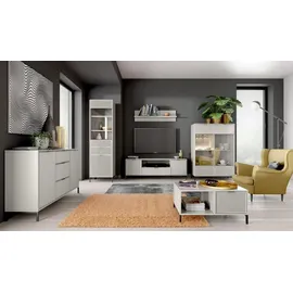 beautysofa Schreibtisch LINNA LS-12 – Moderner mit Geriffelte & Metallbeinen, Farbe: Kaschmir - Beige