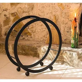DanDiBo Ambiente Kaminholzregal Rund D-55 cm Metall 55 x 20 x 55 cm Schwarz