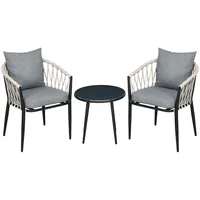 Outsunny Bistro-Set mit Sitzkissen grau 57L x 60B x 75H cm