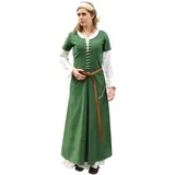 Battle-Merchant Mittelalter Kleid mit Schnürung für Damen Cotehardie AVA - Kurzarm - Baumwolle - Verkleidung - Wikinger - LARP - Kostüm, Grün, Gr. M - M