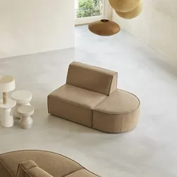 Lounge-Modulsessel Dario aus camelfarbenem Stoff
