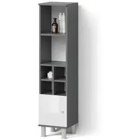 Livinity® Midischrank, Weiß Hochglanz, Anthrazit, 7 Fächer, Quadratisch, 30x130.6x30