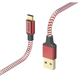 Hama Ladekabel Reflective USB-A/USB-C 1.5m Nylon rot