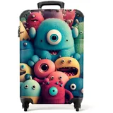 NoBoringSuitcases.com© Kinderkoffer Kinder - Monster - Regenbogen - Design - Mädchen - Jungen 55x35x20cm, 4 Rollen, Kinder Koffer Klein, Trolley Handgepäck bunt 35 cm x 55 cm x 20 cm