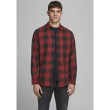 JACK & JONES Gingham Twill Langarmhemd Brick Red / Slim Fit M
