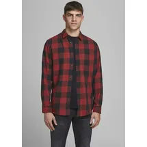 JACK & JONES Gingham Twill Langarmhemd Brick Red / Slim Fit M
