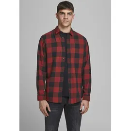 JACK & JONES Gingham Twill Langarmhemd Brick Red / Slim Fit M