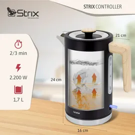 Briebe SKT1167BLK Set Toaster 2 Scheiben Breite Schlitze + Wasserkocher 1,7L Elektrischer, Schwarz,