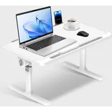 Betttisch Klappbar.Laptop Ständer,Klappbarer Laptoptisch mit Tablet-Kerbe, Höhenverstellbar,4 Winkel,Schreibtisch,Klapptisch für Bett Sofa Boden Arbeiten Studieren Lesen Schreiben - 60 * 40cm,Weiß