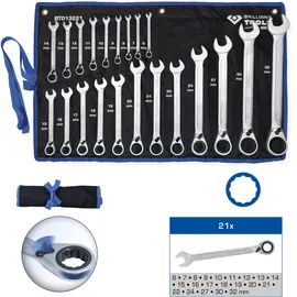 BRILLIANT TOOLS Ratschenringschlüssel-Satz 21-tlg.