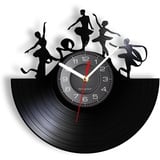 Smotly Vinyl Wanduhr, Ballett Thema Wanduhr mit LED Nachtlichtfunktion, ein Geschenk für Wohnkultur Wanduhren, die Tanzen lieben.(Schwarz)