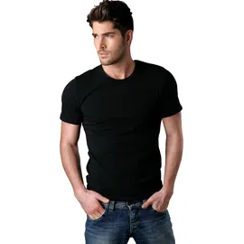 H.I.S. T-Shirt H.I.S, Herren, Gr. M, schwarz, Jersey, Obermaterial: 95% Baumwolle, 5% Elasthan, unifarben, Basic, bequem, Rundhals, abgesteppte Kante, Shirts T-Shirt, mit Rundhalsausschnitt perfekt als Unterziehshirt