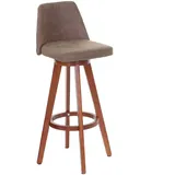 Mendler 2er-Set Barhocker HWC-C43, Barstuhl Tresenhocker, Holz Textil drehbar Vintage braun, helle Beine