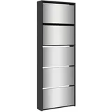 vidaXL Schuhschrank 63 x 169,5 x 17 cm mit Spiegel / schwarz