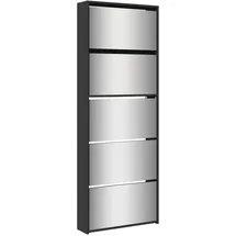 vidaXL Schuhschrank 63 x 169,5 x 17 cm mit Spiegel / schwarz