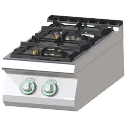 A&S polarny Gas-Kochfeld Tischgerät Edelstahl 2 Herdplatten 12kw 400x730x300mm Pilotflamme