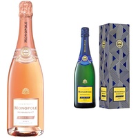 Heidsieck & Co. Monopole Champagne Heidsieck & Co Monopole Rose Top Brut, 750ml & Champagne Monopole Heidsieck Blue Top Brut mit Geschenkverpackung (1 x 0,75 l)
