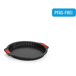 Tarteform WOLL "Woll Let's bake Quiche- und Tarteform, Kuchenform, Backform, rund", schwarz, T:4cm Ø:26cm, Aluminium, Küchenformen, mit Antihaftversiegelung und integrierten Silikongriffen, PFAS-Frei