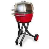 LotusGrill Holzkohlegrill LotusGrill XL Gartengrill Set Feuerrot-Grillwagen /-haube XL Edelstahl