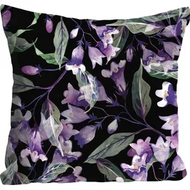 Queence Dekokissen "Leticia", lila (lila, bedruckt), B:40cm L:40cm, Polyester, Dekokissen_Sitzkissen_Kissenhüllen, Kissenhülle,Blütenmotive,Floral,Blumen,Natur,Dekorativ,Pastellfarben