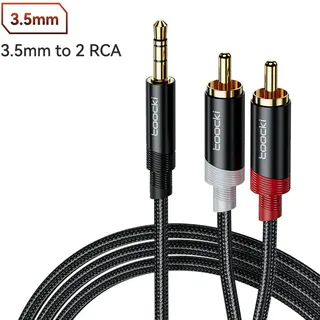 Toocki RCA-Audiokabel, 3,5 mm Stecker auf 2 RCA-Splitter, Aux-Kabel, 2 RCA-Lautsprecherkabel für TV, PC, Verstärker, DVD, Laptop, MP3-Verlängerungskabel