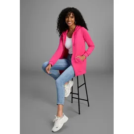 FLASHLIGHTS Sweatjacke FLASHLIGHTS, Damen, Gr. 40/42, pink, Interlock, Obermaterial: 95% Baumwolle, 5% Elasthan. Kapuzenfutter: 100% Baumwolle, unifarben, Basic, lässig geschnitten Po-bedeckend, Sweatjacken Sweatjacke, in langer Form mit Zipper