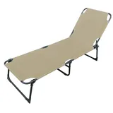 3-Bein Sonnenliege Gartenliege Relaxliege Liege beige klappbar L188xB57xH30cm