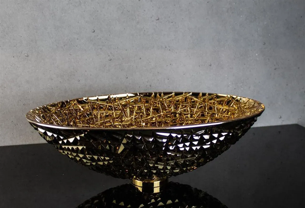 Glassdesign ICE OVAL LUX Aufsatzwaschtisch - gold