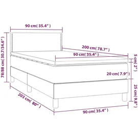 vidaXL Boxspringbett mit Matratze & LED Weiß 90x200 cm Kunstleder
