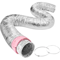 VEVOR Aluflexschlauch 7620mm lang Lüftungsschlauch Φ158mm Alu Flexrohr Luftkanal R-6 Thermischer Widerstandswert 25mm Rohrstärke Alurohr Schlauch Owens Corning-Isolierwatte Luftleitungen