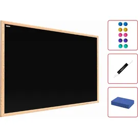 ALLboards Kreidetafel mit Naturholzrahmen 80x50cm, - Schwarz,