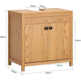 SoBuy Waschbeckenunterschrank Waschbeckenunterschrank 60 x 60 x 35 cm,