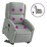vidaXL Massagesessel mit Aufstehhilfe Elektrisch Hellgrau Samt