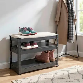 Haku-Möbel Schuhbank 60 x 47 x 28 cm anthrazit gepolstert / grau