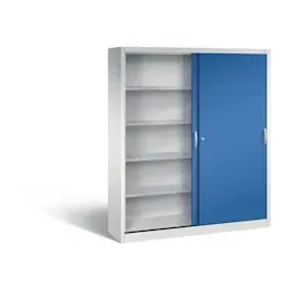 C+P CP Stahlschrank 2149-00 S10051 lichtgrau, enzianblau 160,0 x 40,0 x 195,0 cm, aufgebaut