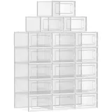 BOXXX Schuhbox Songmics, Weiß, transparent Kunststoff, 18 Fächer, 33.5x14.3x23.2 cm Ordnen - Aufbewahren, Aufbewahrungsboxen