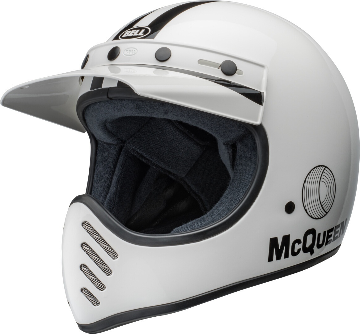 Bell Moto-3 Steve McQueen Motorcross Helm, zwart-wit, L
