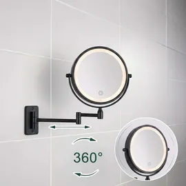 Relaxdays Kosmetikspiegel mit Beleuchtung Wand, Schwarz