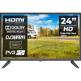 Kiano Slim TV Travel Fernseher 24" Zoll | LED HD TV - Matrix | Auto-Ladegerät | HDMI USB | Dolby Audio | Triple Tuner DVB-T2 | Schwarz - Schwarz