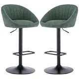 WAHSON OFFICE CHAIRS Barhocker höhenverstellbar drehbar Barstuhl aus Handtuchstoff 2er Set grün