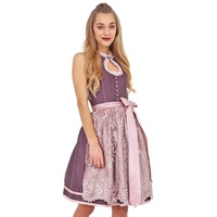 Krüger Madl Dirndl "Fanny" 49886 Elegant mit Spitzenschürze - Bordeaux Rosa 60cm 36