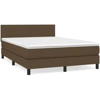 VidaXL Boxspringbett mit Matratze Dunkelbraun 140x200 cm Stoff