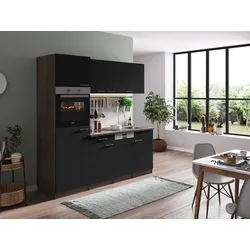 Küche Küchenzeile Küchenblock Eiche York Schwarz Oliver 205 cm Respekta