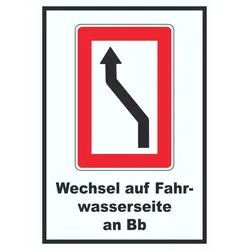 Wechsel auf die Fahrwasserseite Backbordseite  Symbol und Text A1 (594x841mm)